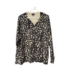 The Limited Leopard Print V Neck Long Sleeve Cardigan Buttoned Sweater Womens 2X